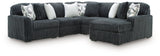 Midnight-Madness Gunmetal 5-Piece Sectional with RAF Chaise by Ashley at Eve Furniture