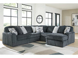 Midnight-Madness Gunmetal 5-Piece Sectional with RAF Chaise by Ashley at Eve Furniture