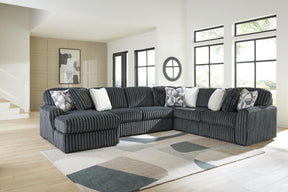 Midnight-Madness Gunmetal 6-Piece Sectional with Chaise by Ashley at Eve Furniture