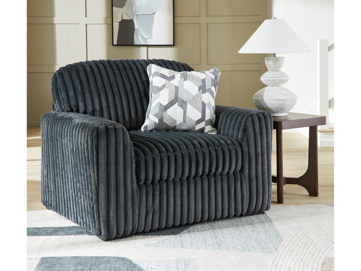 Midnight-Madness Gunmetal Chair and a Half by Ashley at Eve Furniture