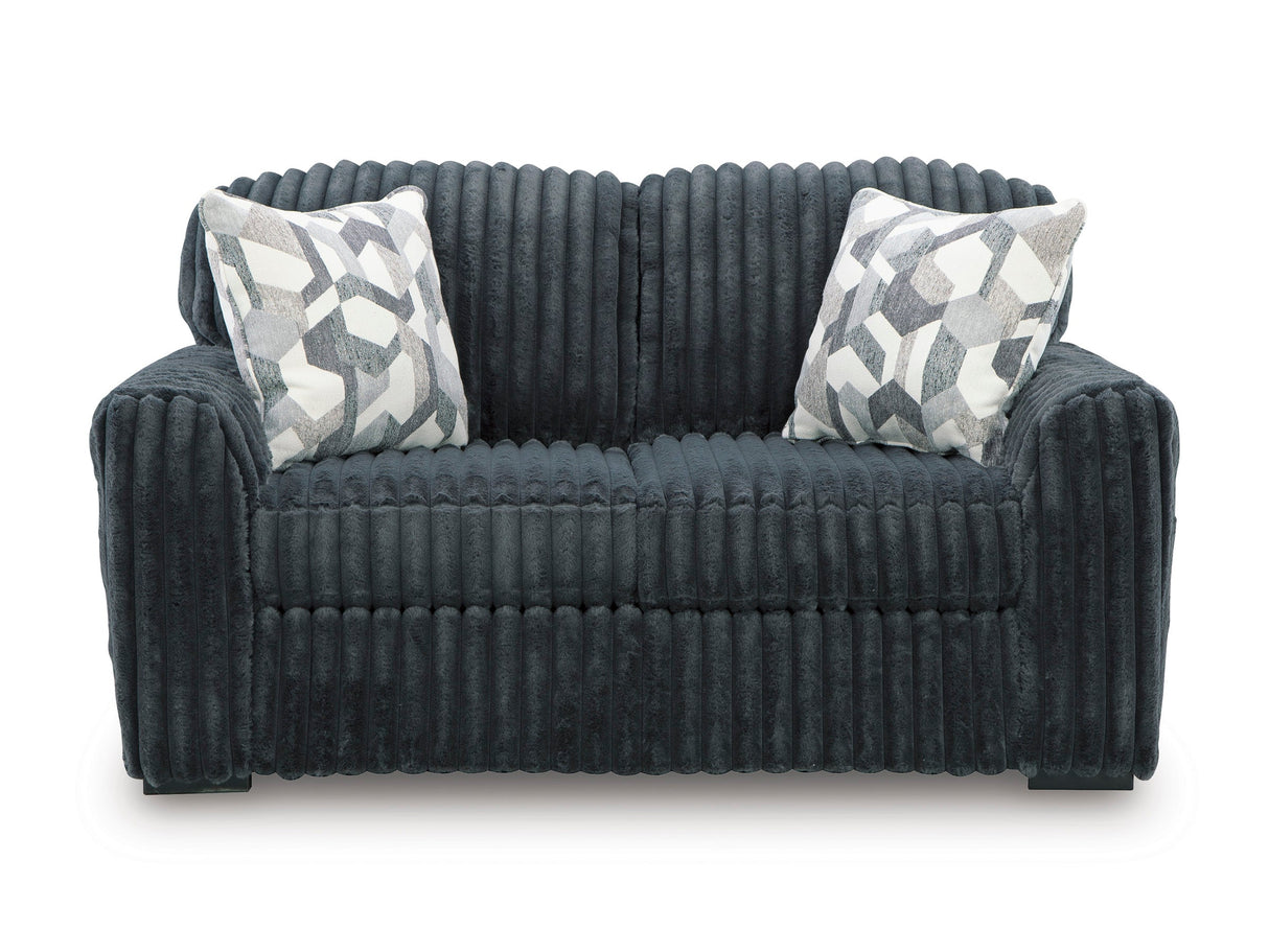 Midnight-Madness Gunmetal Loveseat by Ashley at Eve Furniture