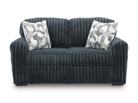 Midnight-Madness Gunmetal Loveseat by Ashley at Eve Furniture