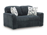 Midnight-Madness Gunmetal Loveseat by Ashley at Eve Furniture