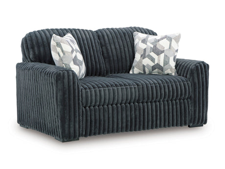Midnight-Madness Gunmetal Loveseat by Ashley at Eve Furniture