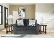 Midnight-Madness Gunmetal Loveseat by Ashley at Eve Furniture