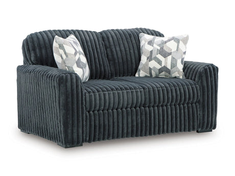 Midnight-Madness Gunmetal Sofa, Loveseat and Oversized Chaise by Ashley at Eve Furniture
