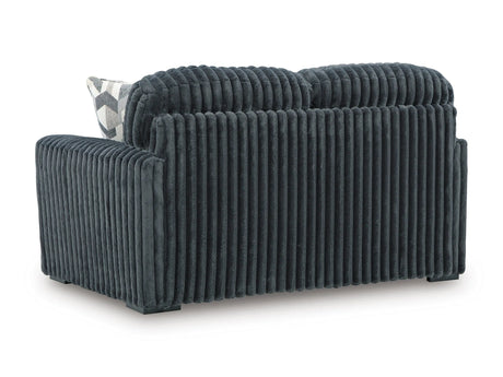 Midnight-Madness Gunmetal Sofa, Loveseat and Oversized Chaise by Ashley at Eve Furniture