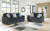 Midnight-Madness Gunmetal Loveseat by Ashley at Eve Furniture