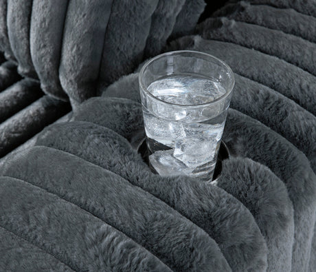 Midnight-Madness Gunmetal Oversized Chaise by Ashley at Eve Furniture