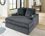 Midnight-Madness Gunmetal Sofa, Loveseat and Oversized Chaise by Ashley at Eve Furniture