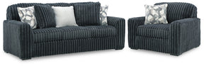 Midnight-Madness Gunmetal Sofa and Chair and a Half by Ashley at Eve Furniture