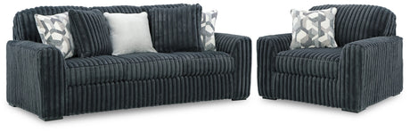 Midnight-Madness Gunmetal Sofa and Chair and a Half by Ashley at Eve Furniture