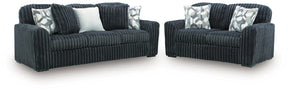 Midnight-Madness Gunmetal Sofa and Loveseat by Ashley at Eve Furniture