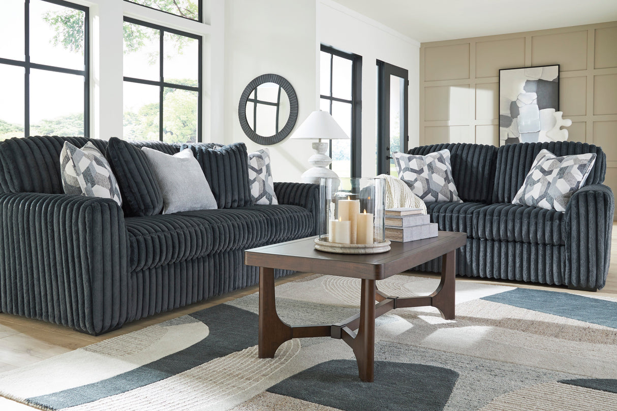 Midnight-Madness Gunmetal Sofa by Ashley at Eve Furniture