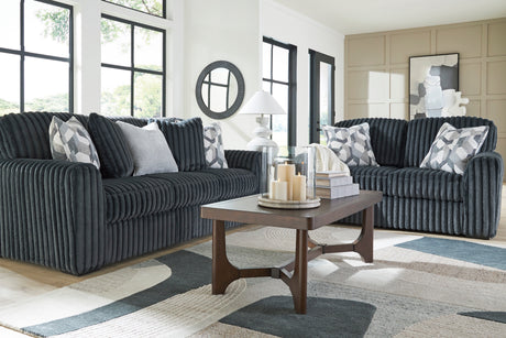 Midnight-Madness Gunmetal Sofa by Ashley at Eve Furniture