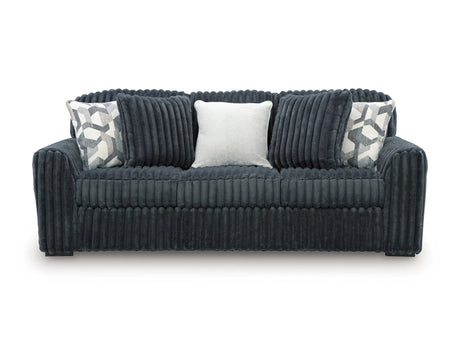 Midnight-Madness Gunmetal Sofa, Loveseat and Oversized Chaise by Ashley at Eve Furniture