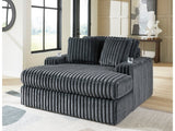 Midnight-Madness Gunmetal Sofa, Loveseat and Oversized Chaise by Ashley at Eve Furniture