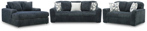 Midnight-Madness Gunmetal Sofa, Loveseat and Oversized Chaise by Ashley at Eve Furniture