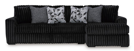 Midnight-Madness Onyx 2-Piece Right Arm Facing Chaise Sectional by Ashley at Eve Furniture