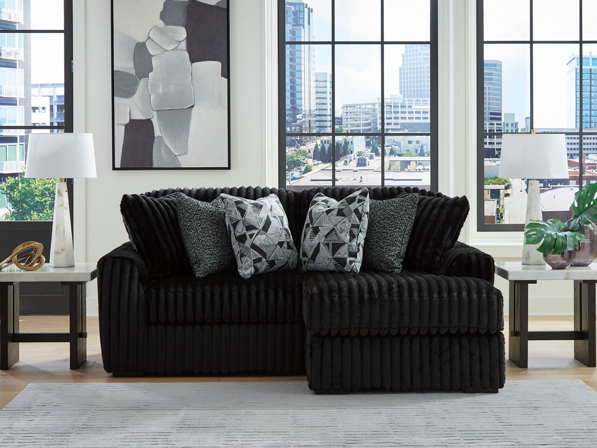 Midnight-Madness Onyx 2-Piece Sectional with Right Chaise by Ashley at Eve Furniture