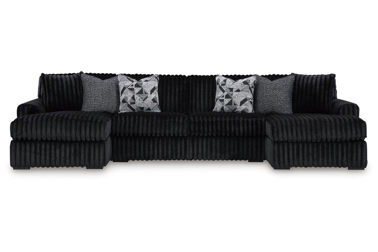 Midnight-Madness Onyx 3-Piece Double Chaise Sectional by Ashley at Eve Furniture