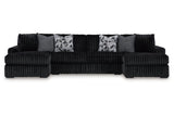 Midnight-Madness Onyx 3-Piece Double Chaise Sectional by Ashley at Eve Furniture