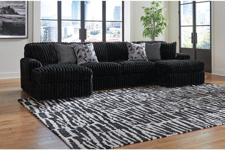 Midnight-Madness Onyx 3-Piece Double Chaise Sectional by Ashley at Eve Furniture