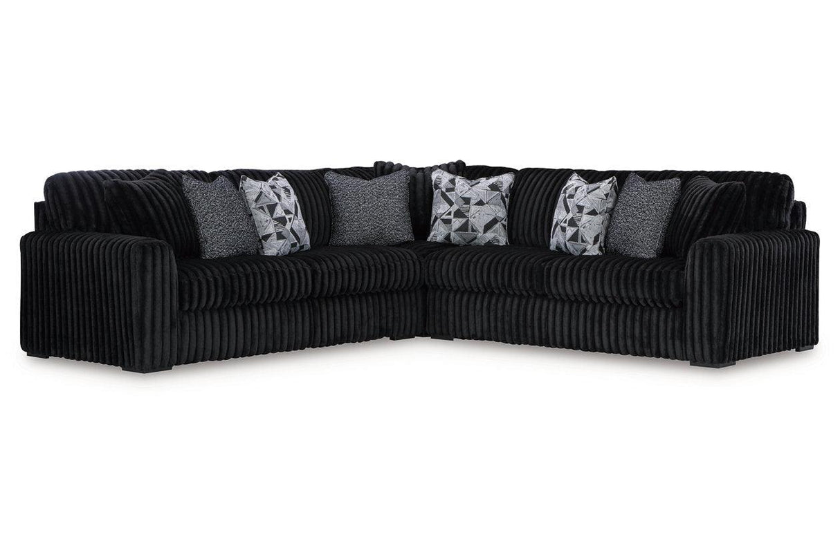 Midnight-Madness Onyx 3-Piece Sectional by Ashley at Eve Furniture