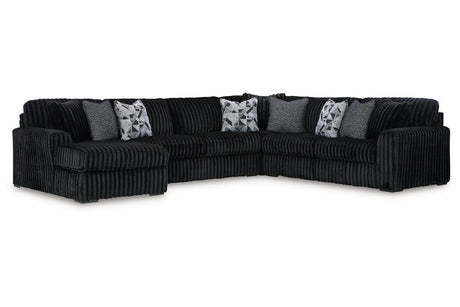 Midnight-Madness Onyx 4-Piece Left Arm Facing Chaise Sectional by Ashley at Eve Furniture