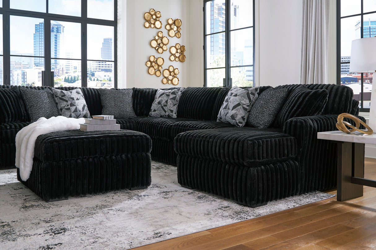 Midnight-Madness Onyx 4-Piece Right Arm Facing Chaise Sectional by Ashley at Eve Furniture