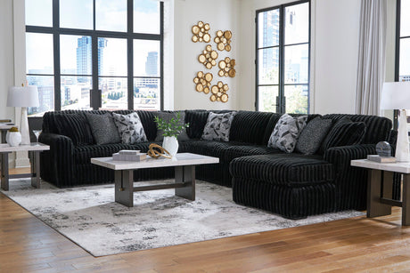 Midnight-Madness Onyx 4-Piece Right Arm Facing Chaise Sectional by Ashley at Eve Furniture