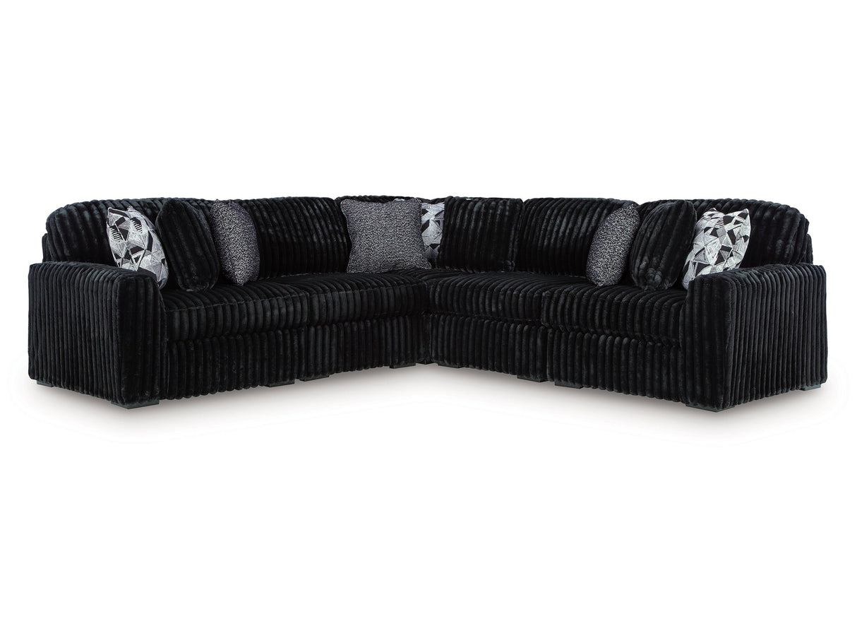 Midnight-Madness Onyx 5-Piece Sectional by Ashley at Eve Furniture