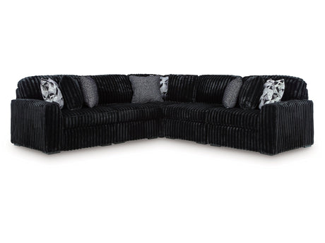 Midnight-Madness Onyx 5-Piece Sectional by Ashley at Eve Furniture