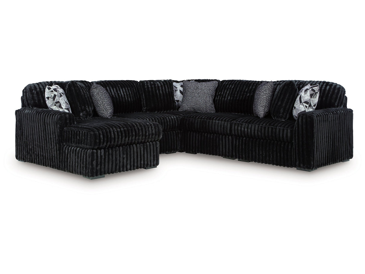 Midnight-Madness Onyx 6-Piece Sectional with Left Chaise by Ashley at Eve Furniture