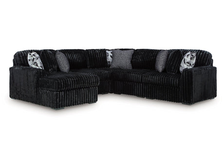 Midnight-Madness Onyx 6-Piece Sectional with Left Chaise by Ashley at Eve Furniture