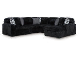 Midnight-Madness Onyx 6-Piece Sectional with Right Chaise by Ashley at Eve Furniture