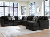 Midnight-Madness Onyx 6-Piece Sectional with Right Chaise by Ashley at Eve Furniture