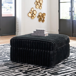 Midnight-Madness Onyx Oversized Accent Ottoman by Ashley at Eve Furniture
