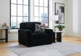 Midnight-Madness Onyx Oversized Chair with Accent Ottoman by Ashley at Eve Furniture
