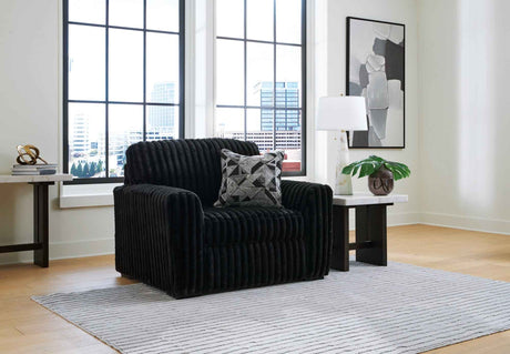 Midnight-Madness Onyx Oversized Chair with Accent Ottoman by Ashley at Eve Furniture
