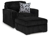 Midnight-Madness Onyx Oversized Chair with Accent Ottoman by Ashley at Eve Furniture