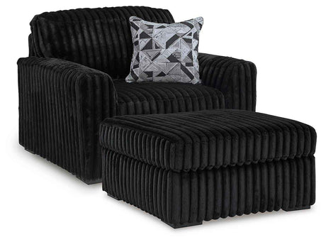Midnight-Madness Onyx Oversized Chair with Accent Ottoman by Ashley at Eve Furniture