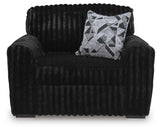 Midnight-Madness Onyx Oversized Chair with Accent Ottoman by Ashley at Eve Furniture