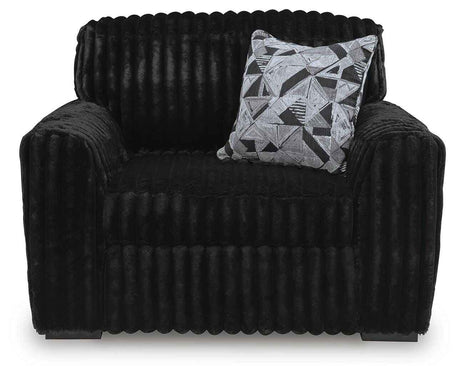 Midnight-Madness Onyx Oversized Chair with Accent Ottoman by Ashley at Eve Furniture