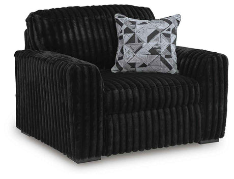 Midnight-Madness Onyx Oversized Chair with Accent Ottoman by Ashley at Eve Furniture