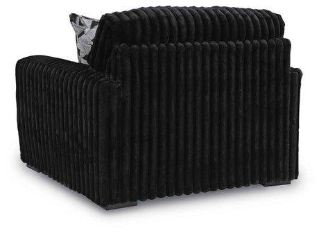 Midnight-Madness Onyx Oversized Chair with Accent Ottoman by Ashley at Eve Furniture