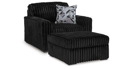 Midnight-Madness Onyx Oversized Chair with Accent Ottoman by Ashley at Eve Furniture