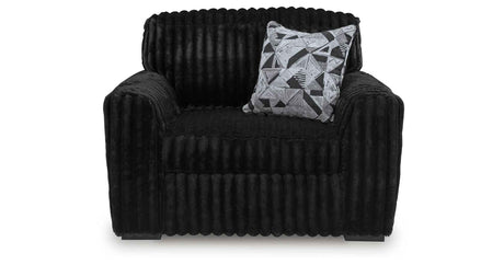 Midnight-Madness Onyx Oversized Chair with Accent Ottoman by Ashley at Eve Furniture
