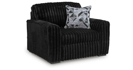 Midnight-Madness Onyx Oversized Chair with Accent Ottoman by Ashley at Eve Furniture