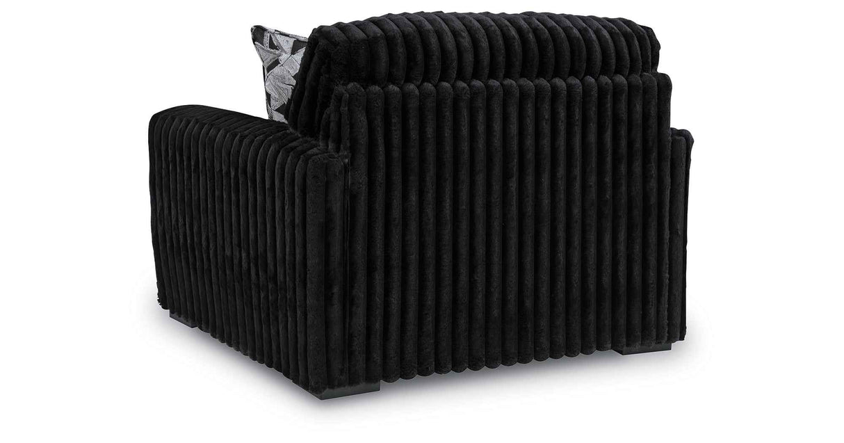 Midnight-Madness Onyx Oversized Chair with Accent Ottoman by Ashley at Eve Furniture